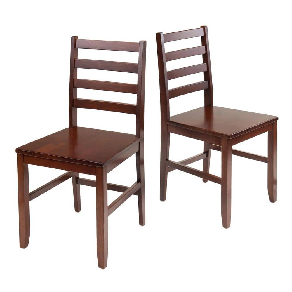 Hamilton Walnut Wood Seat Ladder Back Dining Chairs, (Set of 2)