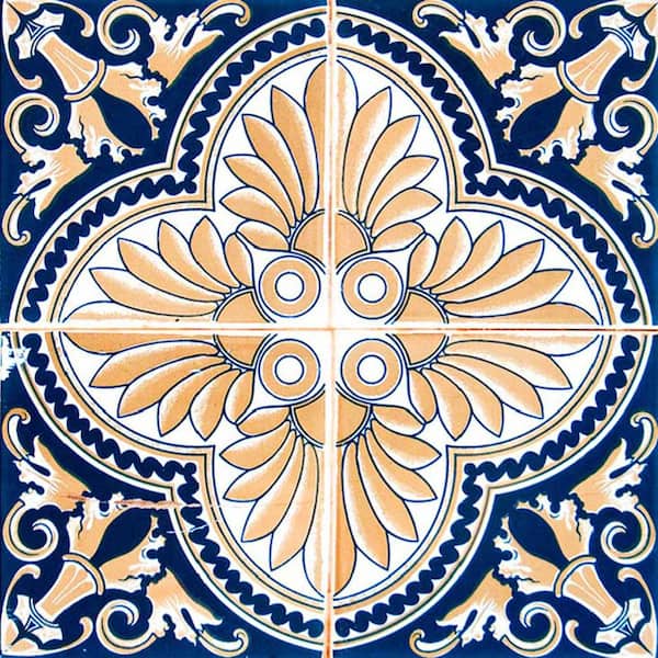 MI ALMA Blue/White/Orange H16 8 in. x 8 in.Vinyl Peel and Stick Tile (24 Tiles, 10.67 sq.ft./pack)