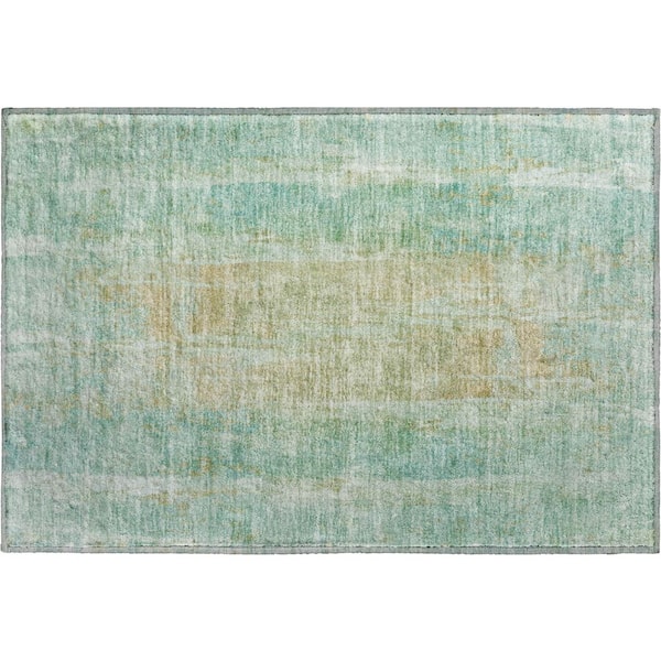 Mayfield Premium Machine Washable Abstract AMF2309 Teal 3 ft. x 4 ft. Area Rug