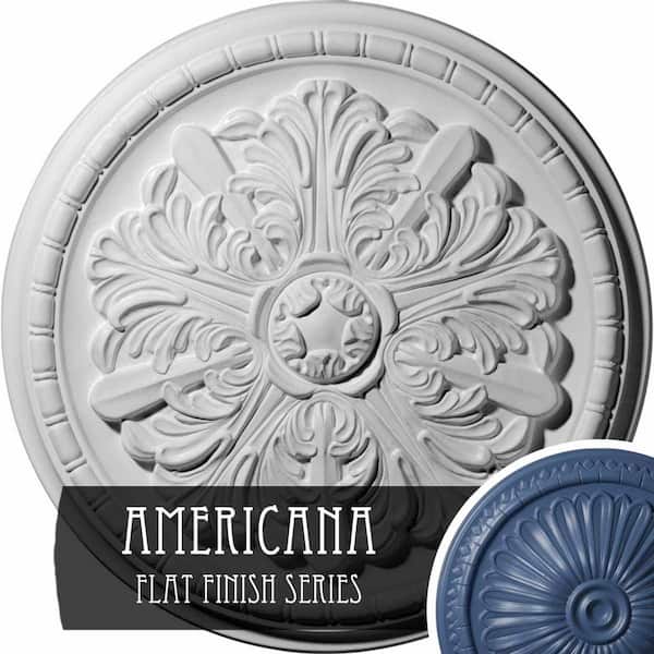 Ekena Millwork 17-1/8" x 1-1/2" Washington Urethane Ceiling Medallion (Fits Canopies upto 2-7/8"), Hand-Painted Americana