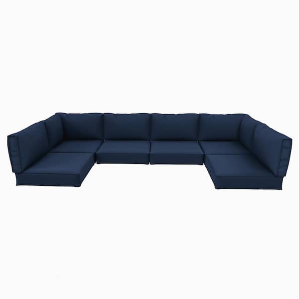26 in. x 26 in. x 5 in. (14-Piece) Deep Seating Outdoor Lounge Chair Sectional Cushion Navy Blue
