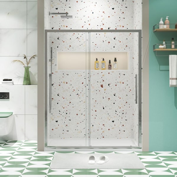 JimsMaison 48 in. W x 72 in. H Sliding Framed Shower Door in Chrome Finish with Tempered Glass