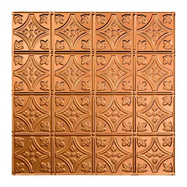 Fasade Traditional Style #1 2 ft. x 2 ft. Vinyl Lay-In Ceiling Tile in Polished Copper