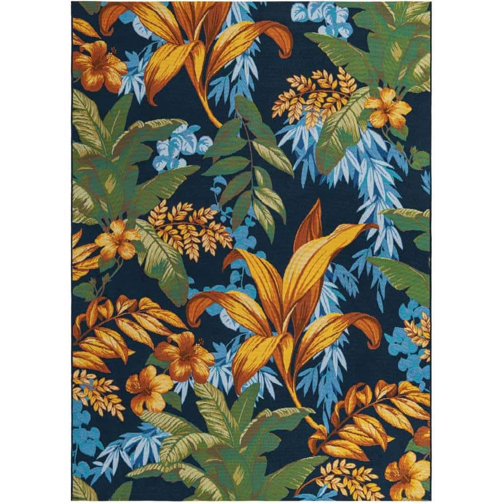 Unique Loom Outdoor Botanical Calypso Multi 7 ft. 1 in. x 10 ft. Area