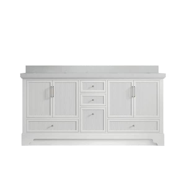 Willow Collections Alys 72 in. W x 22 in. D x 36 in. H Double Sink Bath Vanity in White with 2 in. Carrara Qt. Top