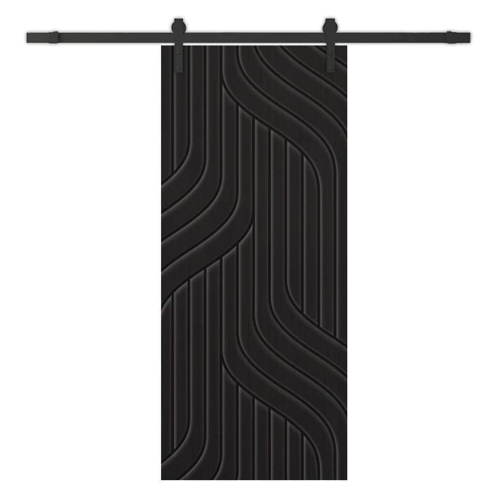42 in. x 80 in. Black Painted Composite MDF Paneled Interior Sliding Barn Door with Hardware Kit price history on PriceWatchPro