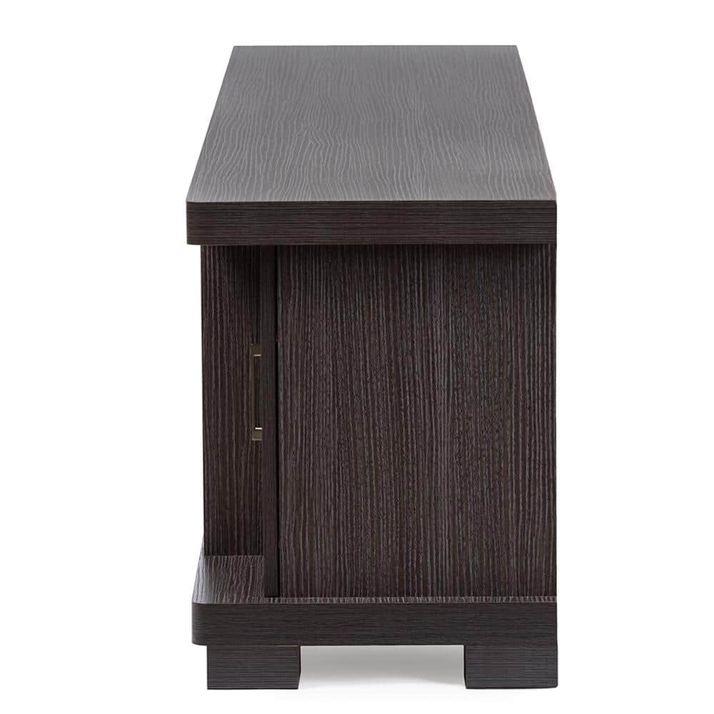Viveka 70-Inch Dark Brown Wood TV Cabinet with Glass Doors