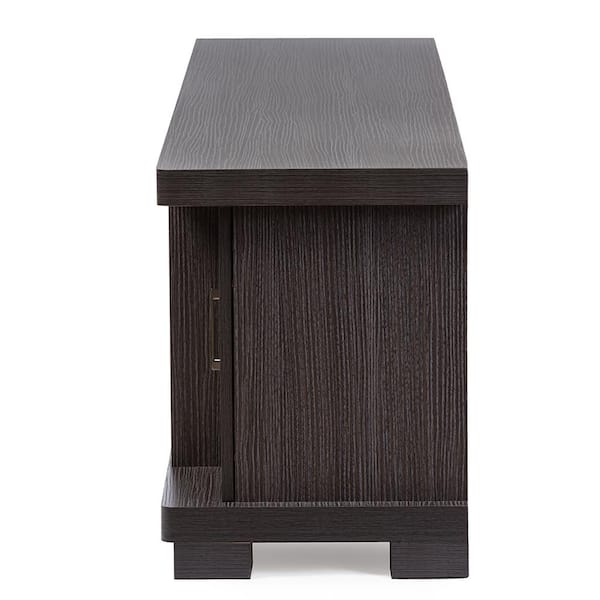 Baxton Studio Viveka 70 in. Dark Brown Wood TV Stand Fits TVs Up