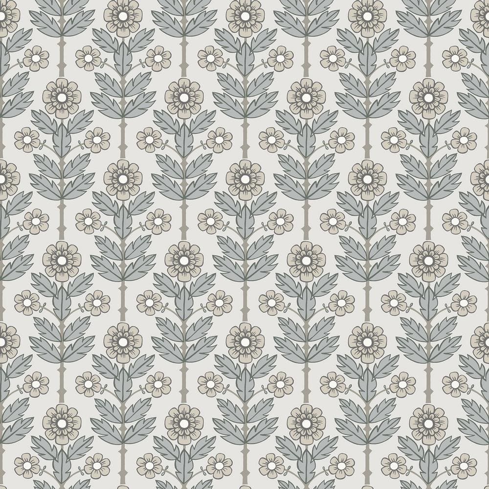 Aya White and Mint Floral Non-Pasted Wallpaper
