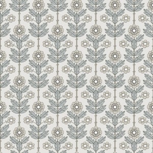 Aya White Floral Wallpaper Sample