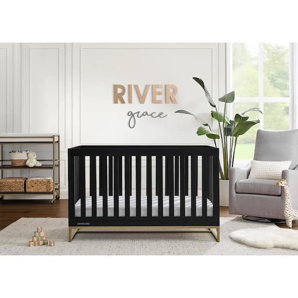 Delta Children Jade 4-in-1 Convertible Crib - Greenguard Gold Certified, Ebony with Melted Bronze