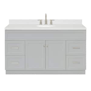 Hamlet 60.25 in. W x 22 in. D x 36 in. H Single Sink Freestanding Bath Vanity in Grey with Carrara White Quartz Top