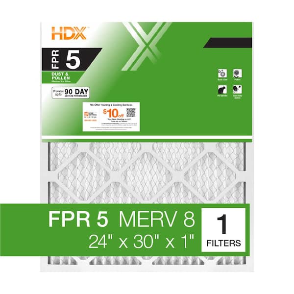 HDX 24 in. x 30 in. x 1 in. Standard Pleated Air Filter FPR 5, MERV 8