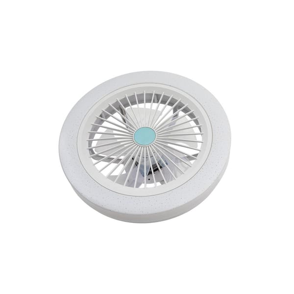 OUKANING 18.1 in. Integrated LED Indoor Round White Ceiling Fan Low Profile Invisible with Remote Control
