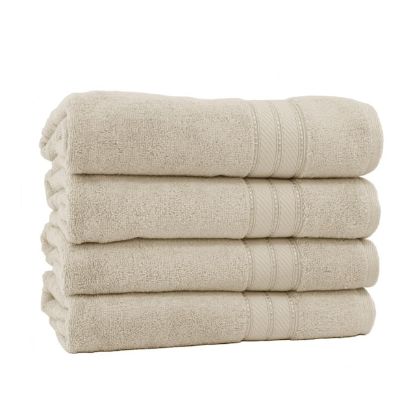 MODERN THREADS Spunloft 4-Piece Sand Solid Cotton Bath Sheet Set