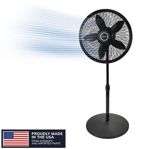 Cyclone 18 in. 3 Speed Oscillating Pedestal Fan for Home in Black with Adjustable Height, Tilt Back Head, Easy Assembly