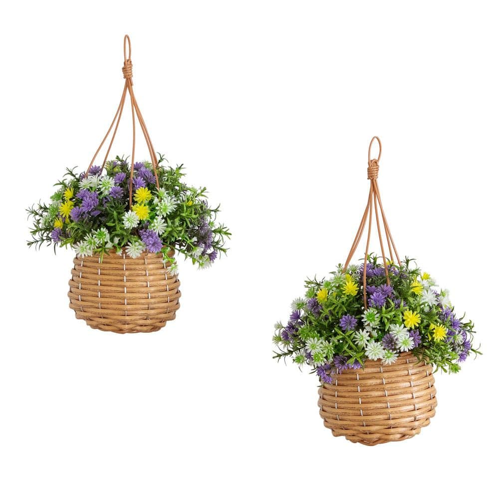 13 in. UV Resistant Green Artificial Dandelion and Rosemary in Woven Hanging Basket (Indoor/Outdoor) - Set of 2 price history on PriceWatchPro