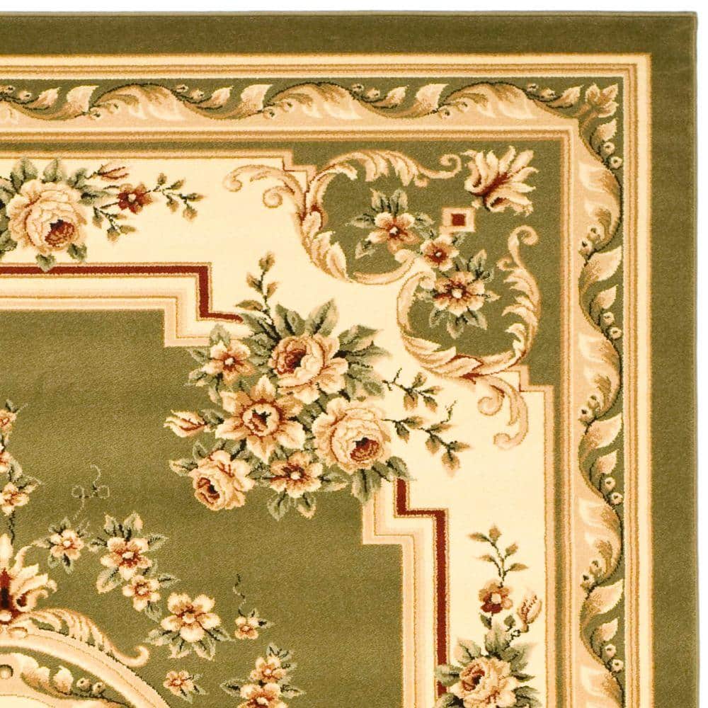 Sage and Ivory Floral Rectangular Synthetic Area Rug