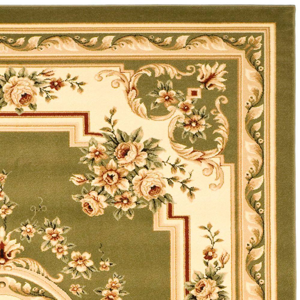 Sage and Ivory Floral Rectangular Area Rug, 8' x 11'