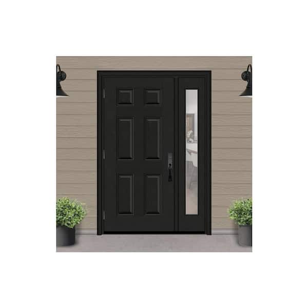 Regency 49 in. x 80 in. 6 Panel RHOS Onyx Stain Mahogany Fiberglass Prehung Front Door w/Clear10in. SL 4-9/16