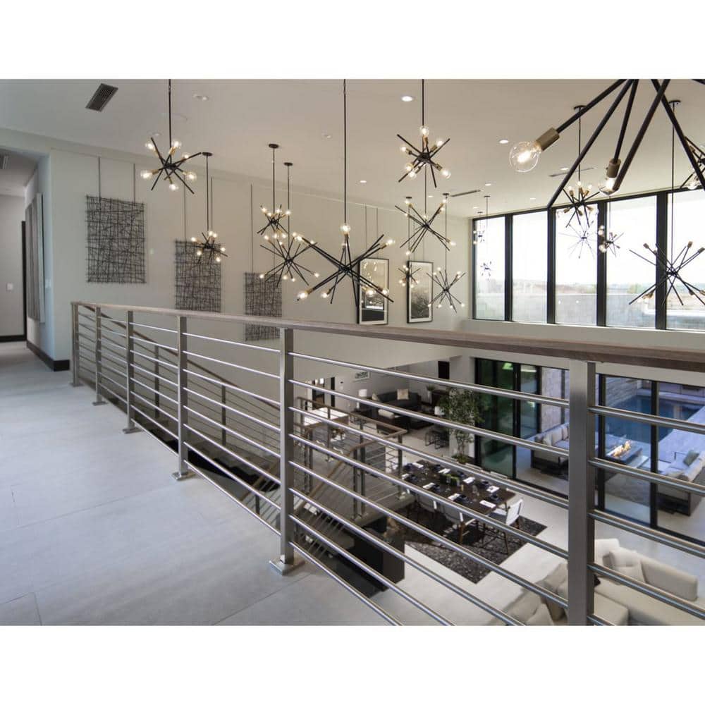 Antique Bronze Sputnik 8-Light Chandelier with Brass Accents