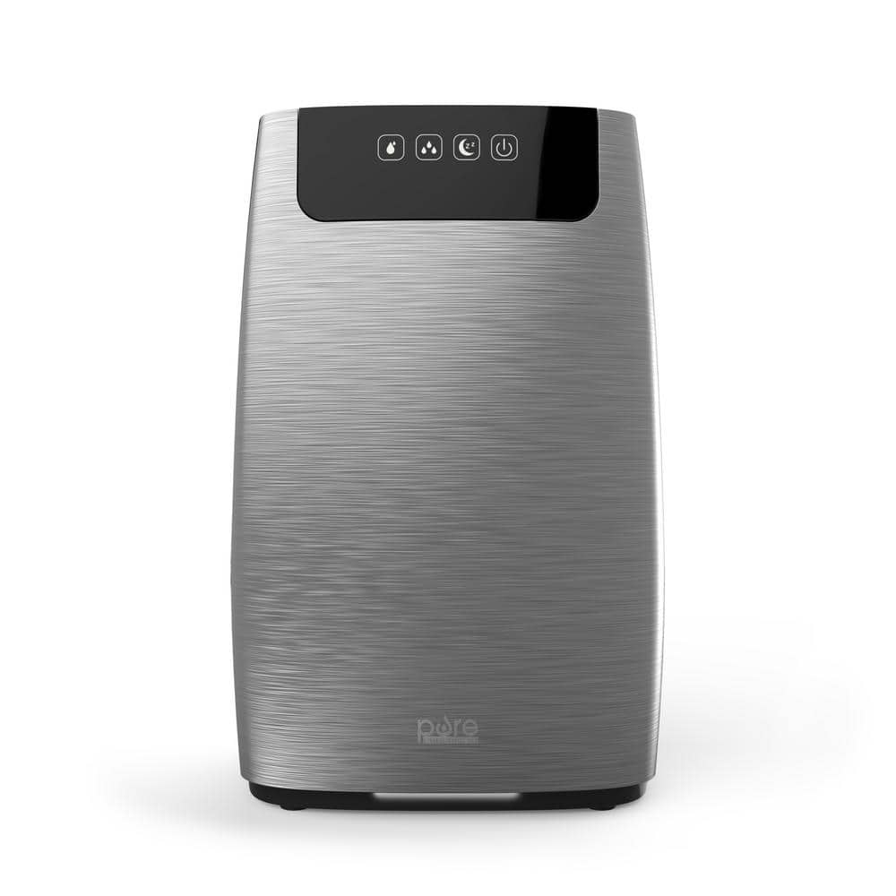 Gray Brushed Metal Ultrasonic Cool Mist Humidifier with Night Mode