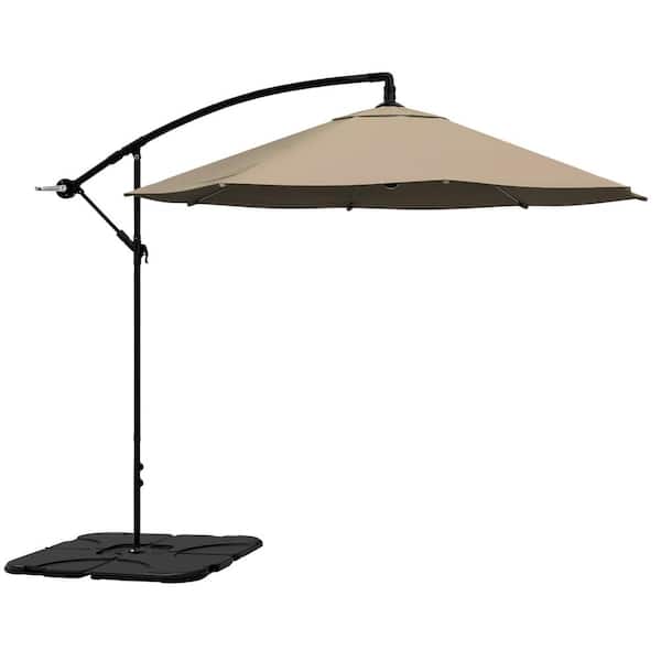 Pure Garden 10 ft. Offset Cantilever Umbrella with Square Base in Sand