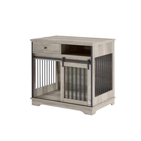 Foobrues Sliding Door Dog Crate with Drawers Grey-Small to Medium