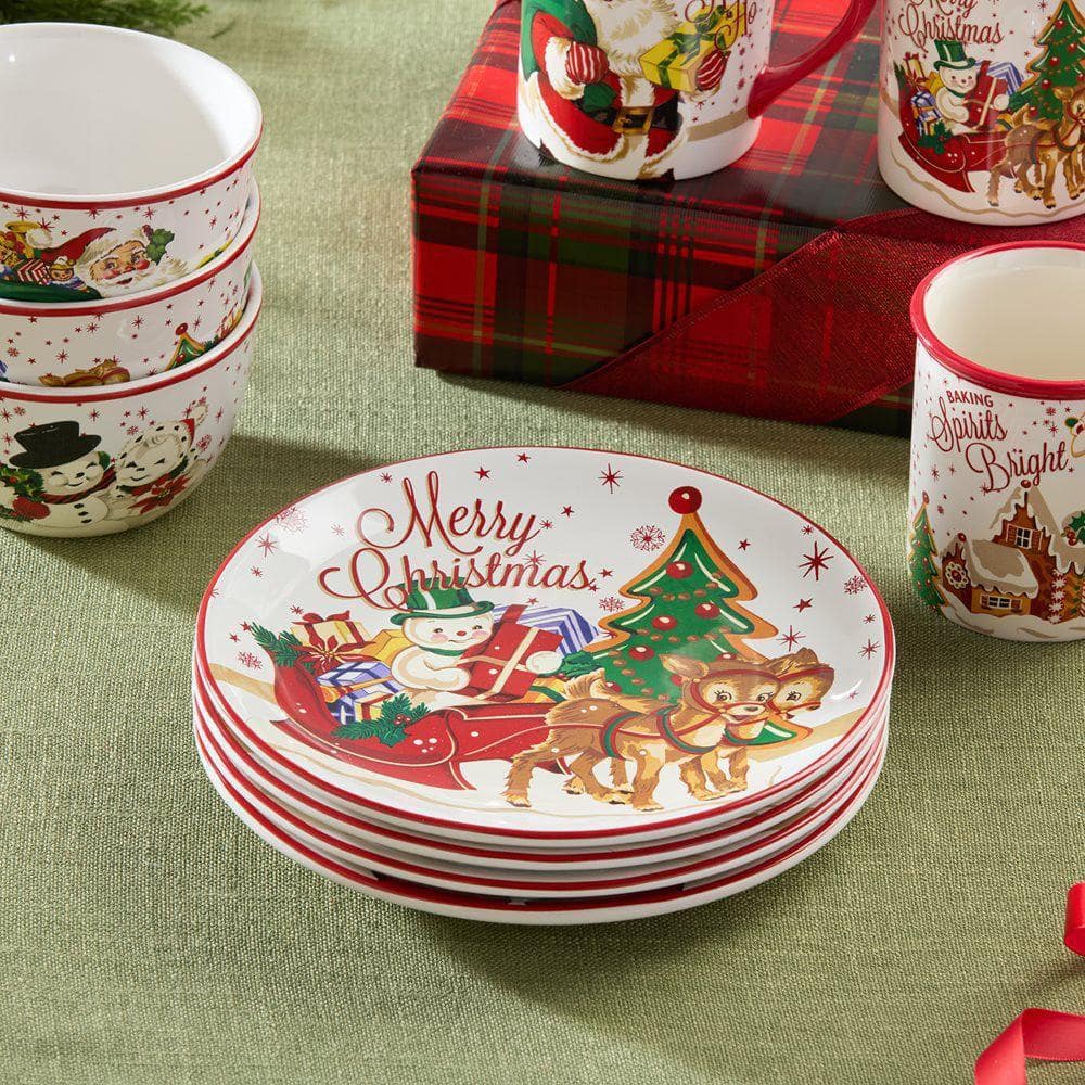 Certified International Santa's Retro Christmas Assorted Colors