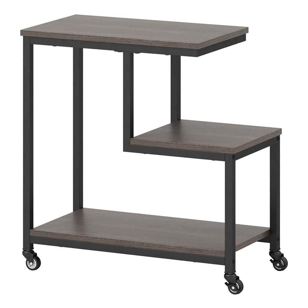 G-Shaped Wood Outdoor Side Table with Storage Shelves Accent Table Gray price history on PriceWatchPro