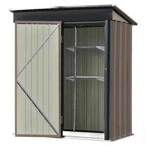 5ft. W x 3ft. L Garden Shed Metal Tool Storage Shed With Adjustable Shelf Lockable Tool Cabinet For Backyard In Brown