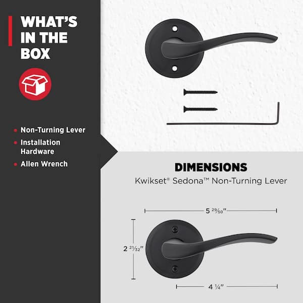 Kwikset Sedona Matte Black Right Handed Round Wave Half Dummy Door