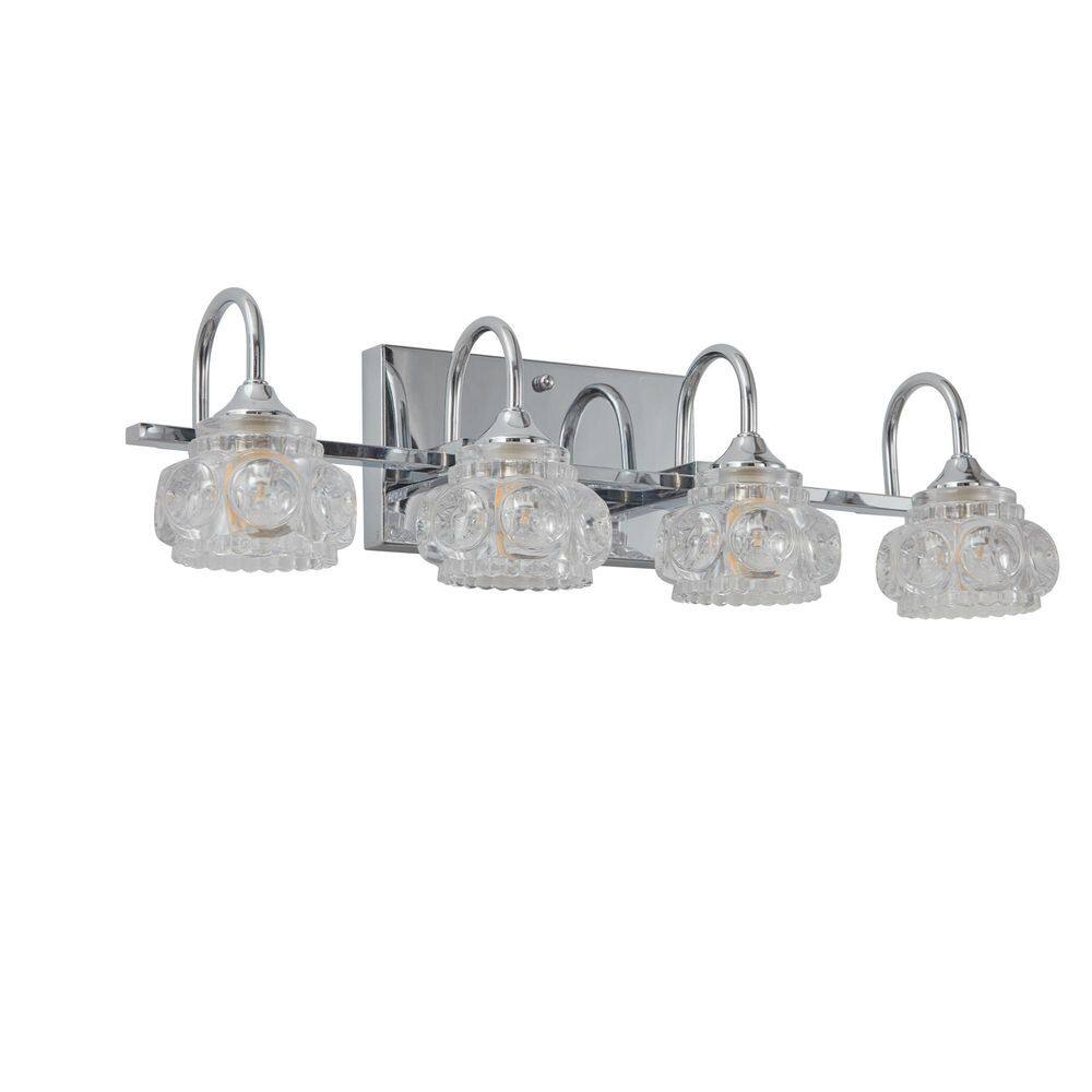 22.8 in. 4-Light Chrome Vanity Light Fixture with Crystal Shades price history on PriceWatchPro