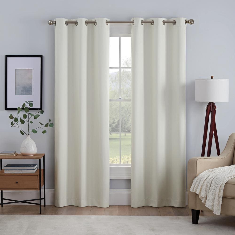 Eclipse Khloe Ivory Solid Polyester 40 in. W x 63 in. L Grommet ...