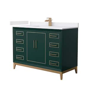 Marlena 48 in. W x 22 in. D x 35.25 in. H Single Bath Vanity in Green with White Cultured Marble Top