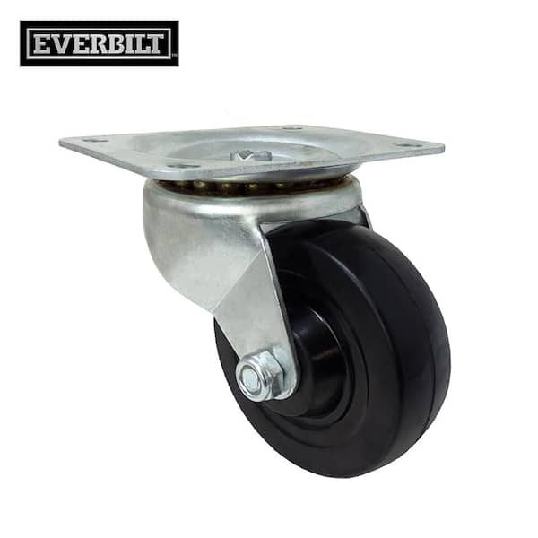 Everbilt 2 in. Black Polypropylene and Steel Swivel Plate Caster with 125 lb. Load Rating
