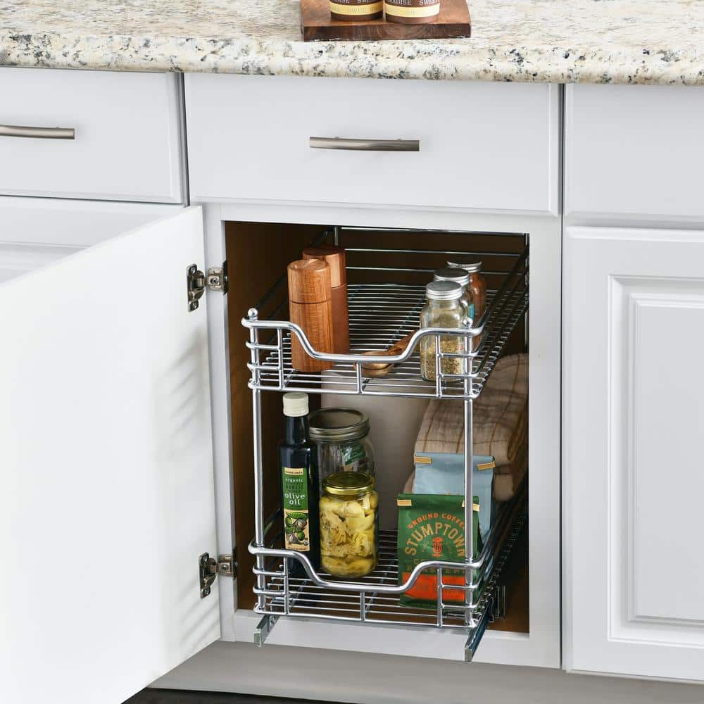 Chrome-Plated Steel 2-Tier Pull-Out Cabinet Organizer