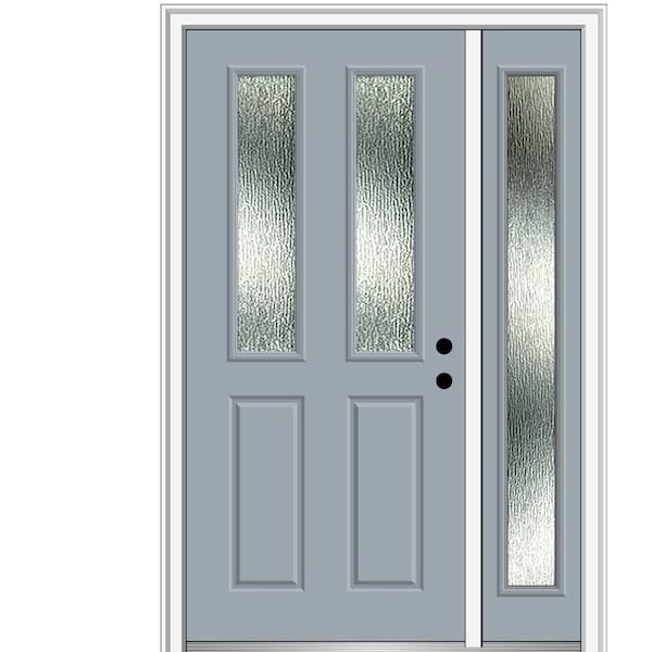 MMI Door 48 in. x 80 in. Left-Hand Inswing Rain Glass Storm Cloud Fiberglass Prehung Front Door on 4-9/16 in. Frame