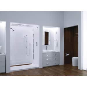 Groove 60 in. x 42 in. Acrylic Single Threshold Shower Base with Rear Center Drain in White