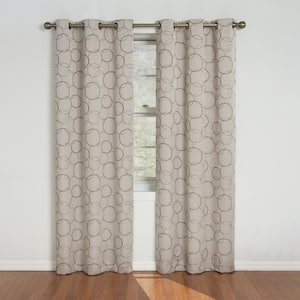 Meridian Thermaback Linen Polyester Geometric 42 in. W x 108 in. L Noise Cancelling Thermal Grommet Blackout Curtain