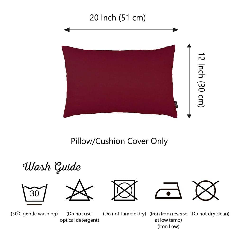 Claret Red Polyester Lumbar Pillow Covers Set of 2