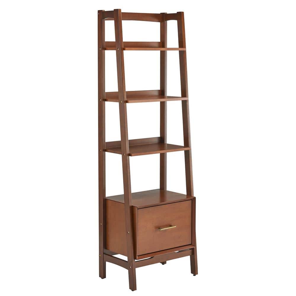 Landon Mid-Century Mahogany Narrow Etagere Bookcase