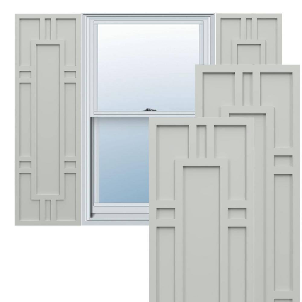 True Fit PVC 12 in. W x 73 in. H Raised Panel Vinyl Shutters Pair in Hailstorm Gray price history on PriceWatchPro
