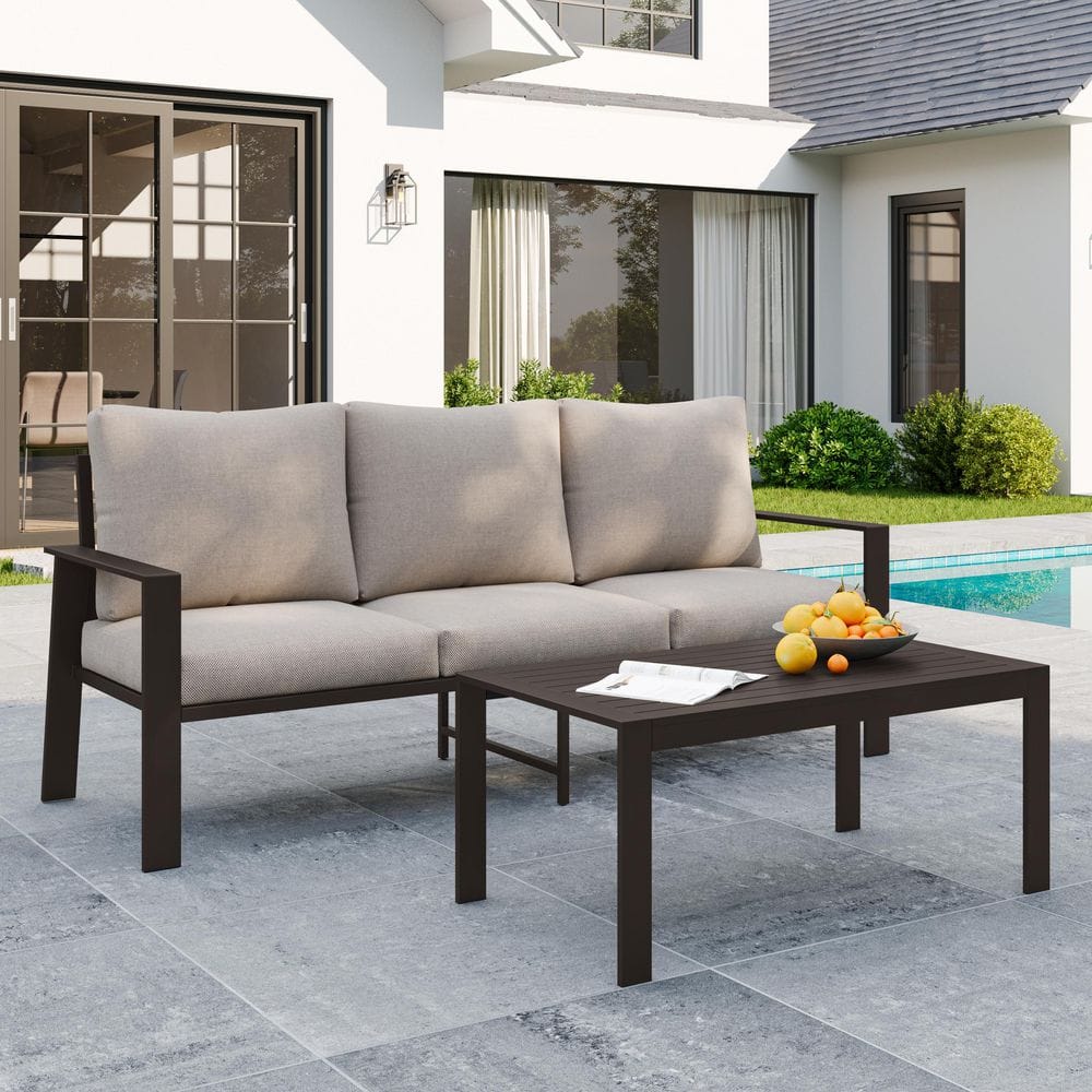 2-Piece Aluminum Patio Conversation Set with Khaki Cushion price history on PriceWatchPro