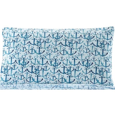 Anchors Blue Overlapping Coastal Microfiber Standard Pillowcases (Set of 2)