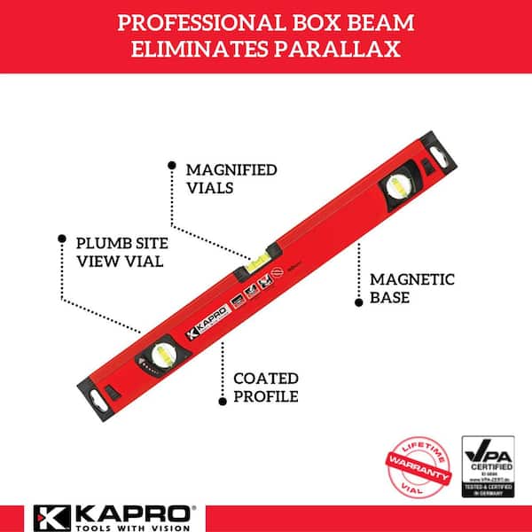 24 in. Vulcan Magnetic Box Level with Magnified Vials and Plumb Site