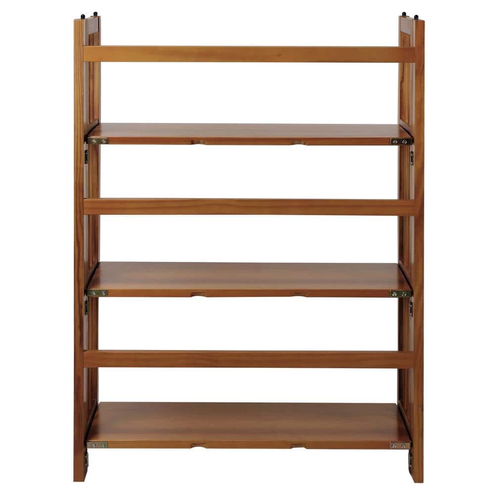 Mission Chestnut Medium Stained 3-Shelf Stackable Wood Bookcase