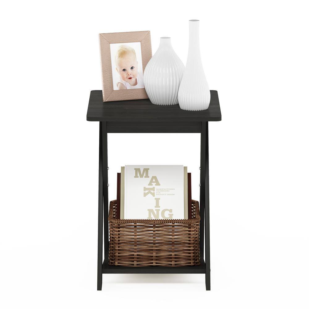 Espresso Modern Engineered Wood Rectangular End Table with Shelf
