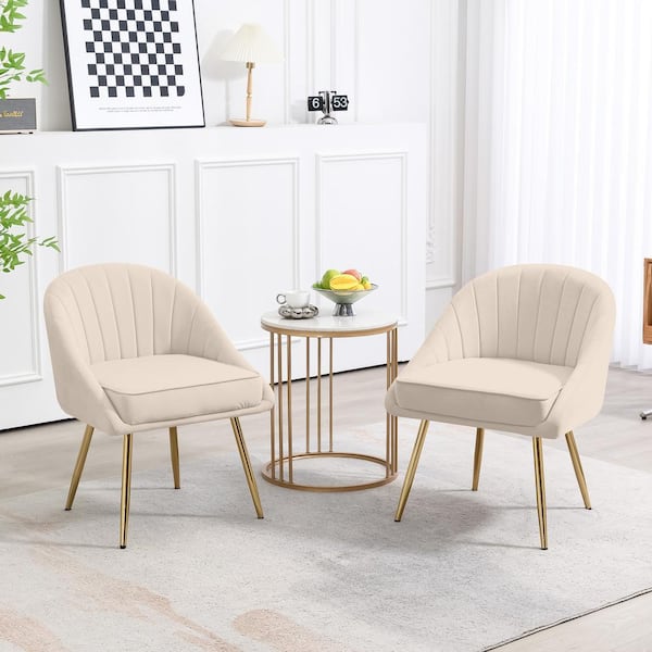 JEAREY Biscuit Beige Upholstered Outdoor Dining Chair with Tufted Back (Set of 2)