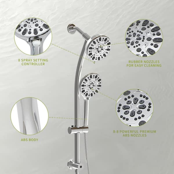 7-spray 8 in. Dual Shower Head and Handheld Shower Head with Body spray in Chrome 7-spray 8 in. Dual Shower Head and Handheld Shower Head with Body spray in Chrome